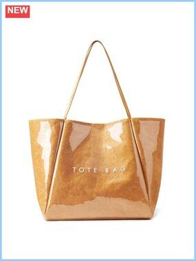 Large PVC Tote Bag Kraft Paper Texture Travel Beach Jelly Purse